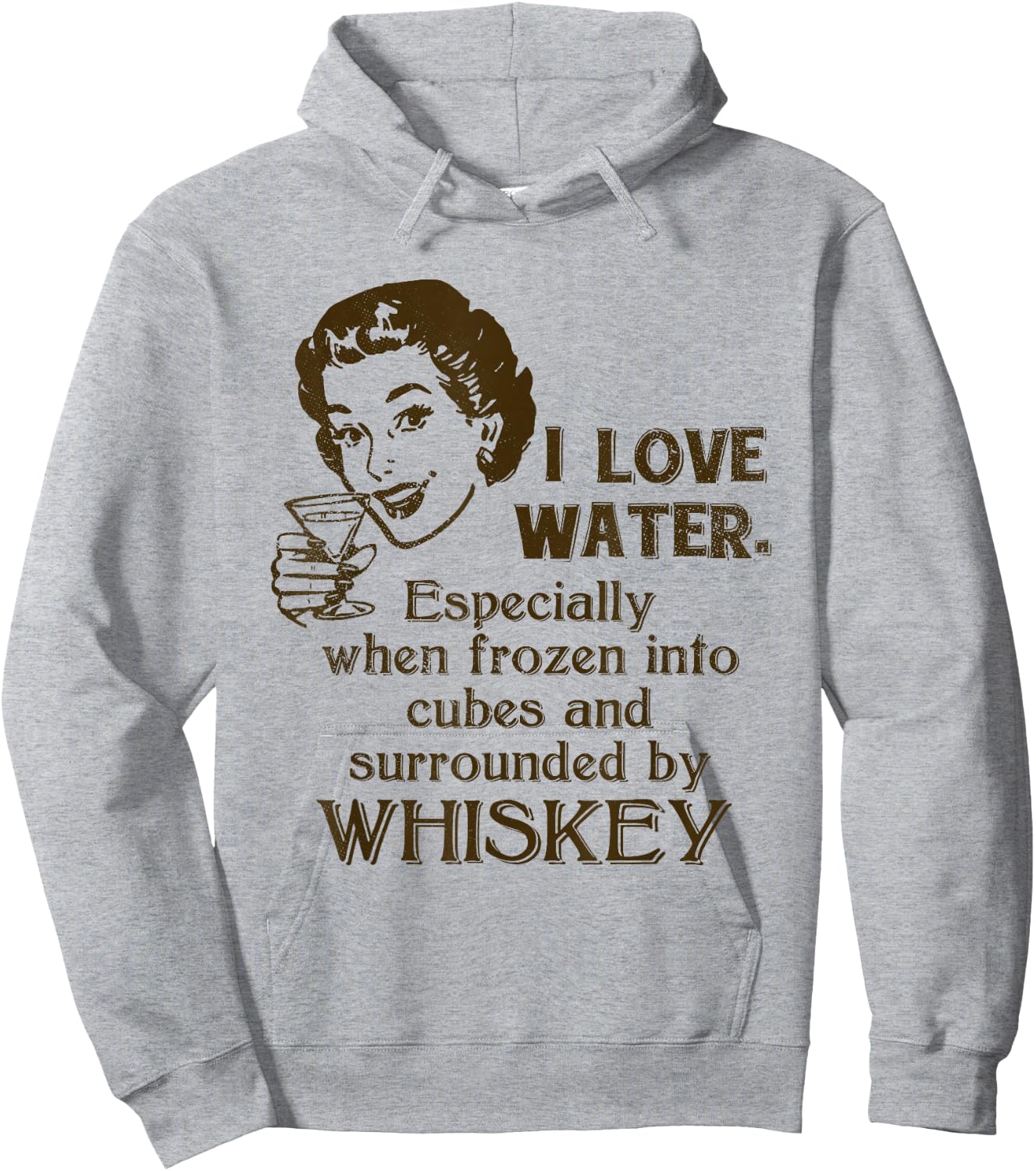 Whiskey Lovers Funny Retro Gag Gift Novelty Graphic Hoodie - Hoodie | Ash