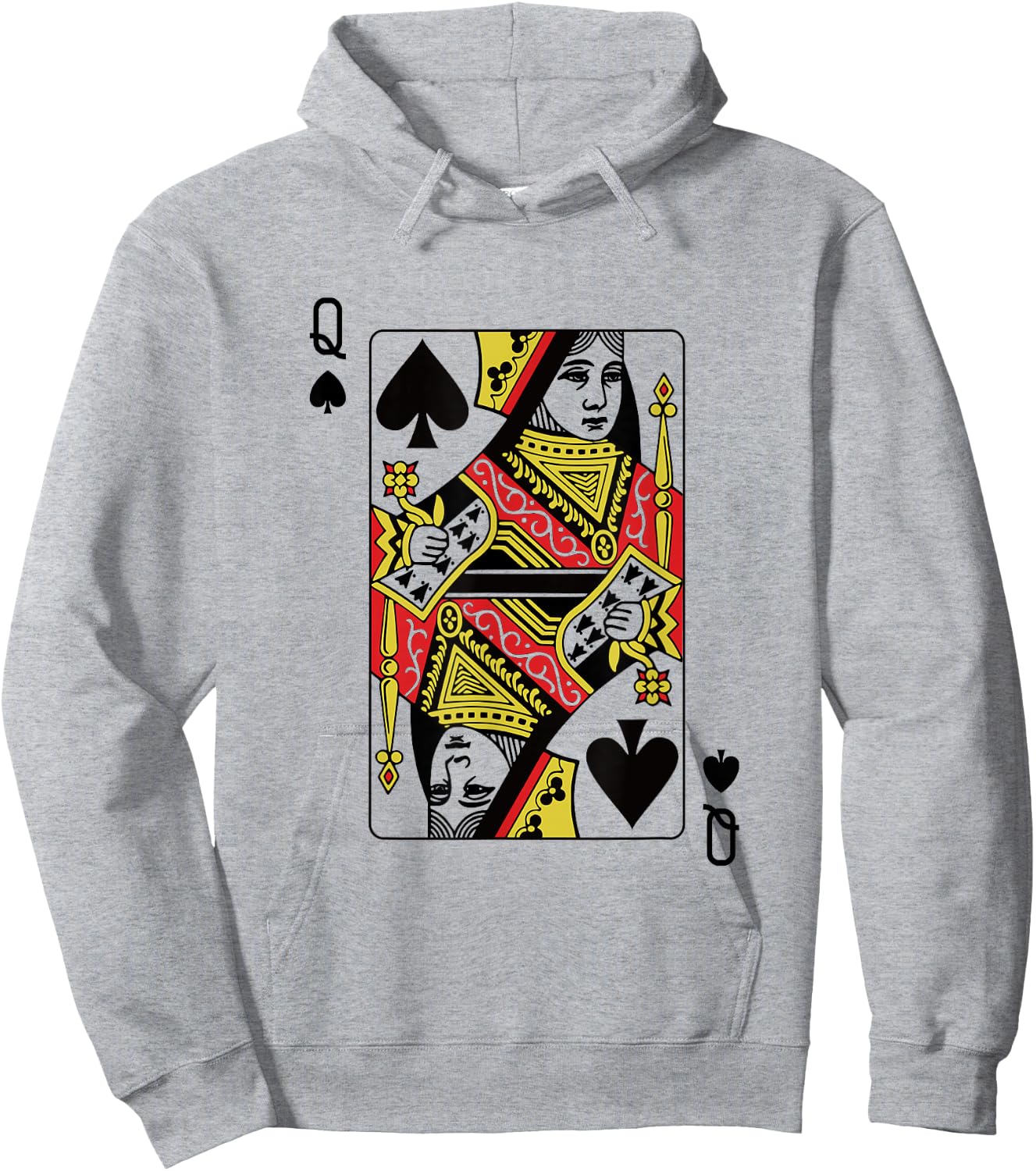 Queen Of Spades Playing Card Poker Hoodie - Hoodie | Ash