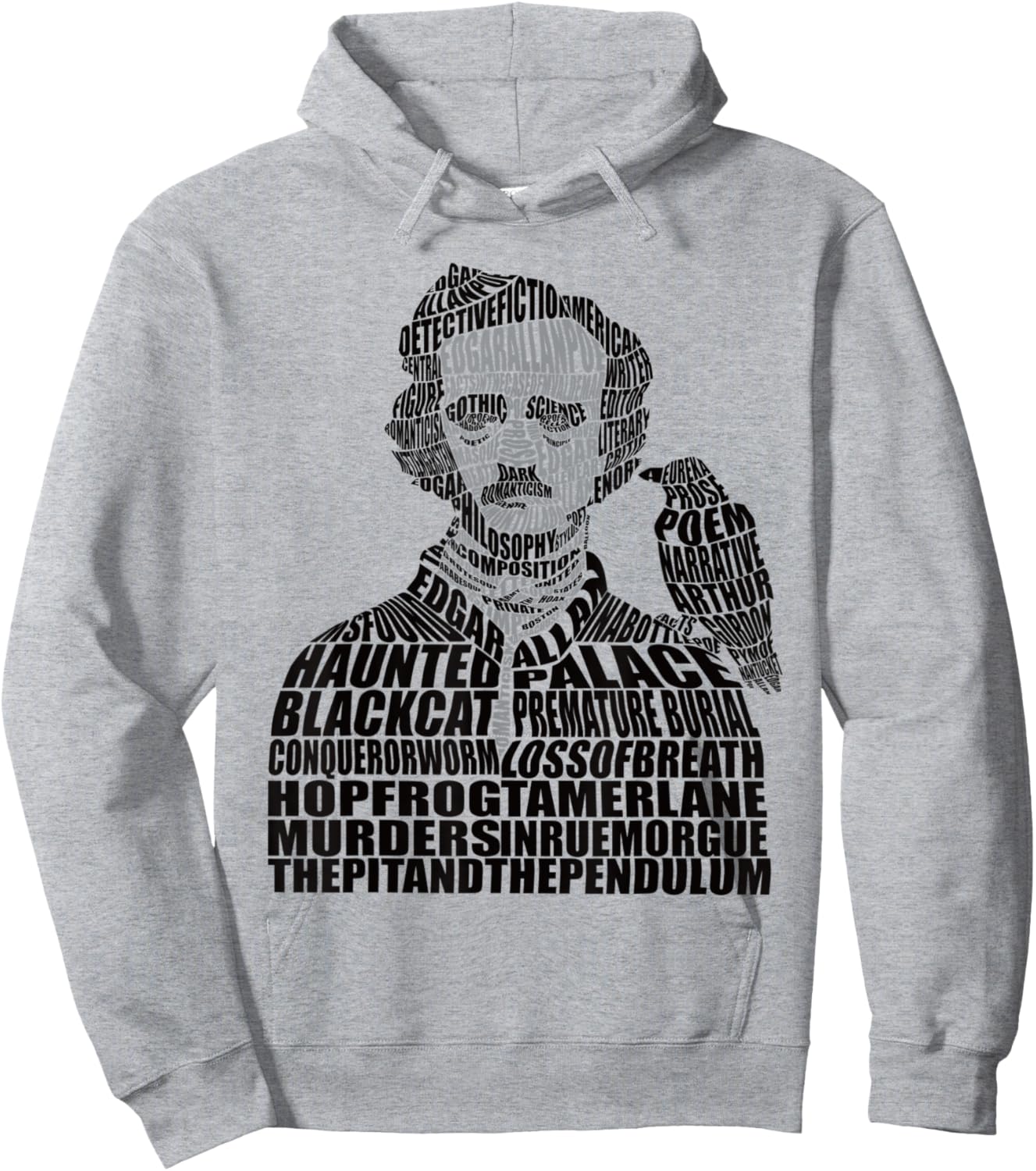 Calligram Edgar Allan Poe Poem Lover Gift Hoodie - Hoodie | Ash