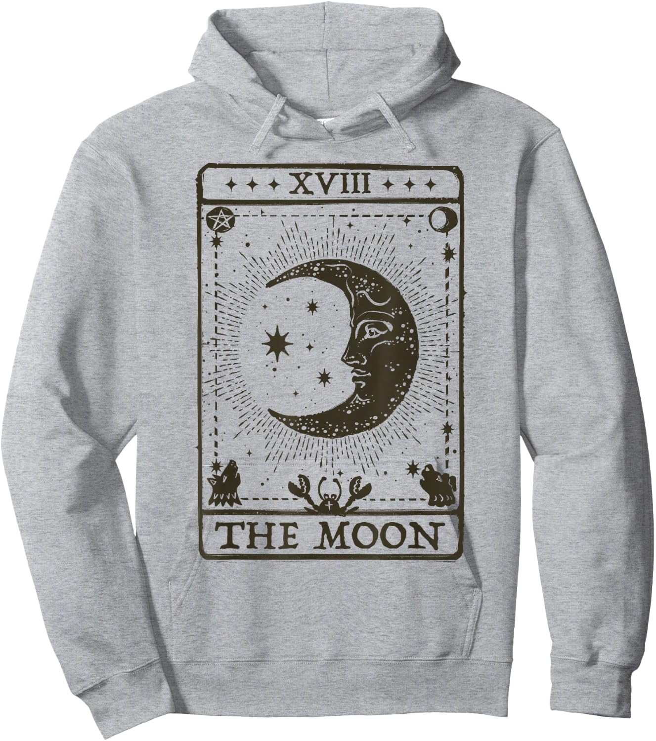 Trendy The Moon Graphic Black White Tarot Card Hoodie - Hoodie | Ash