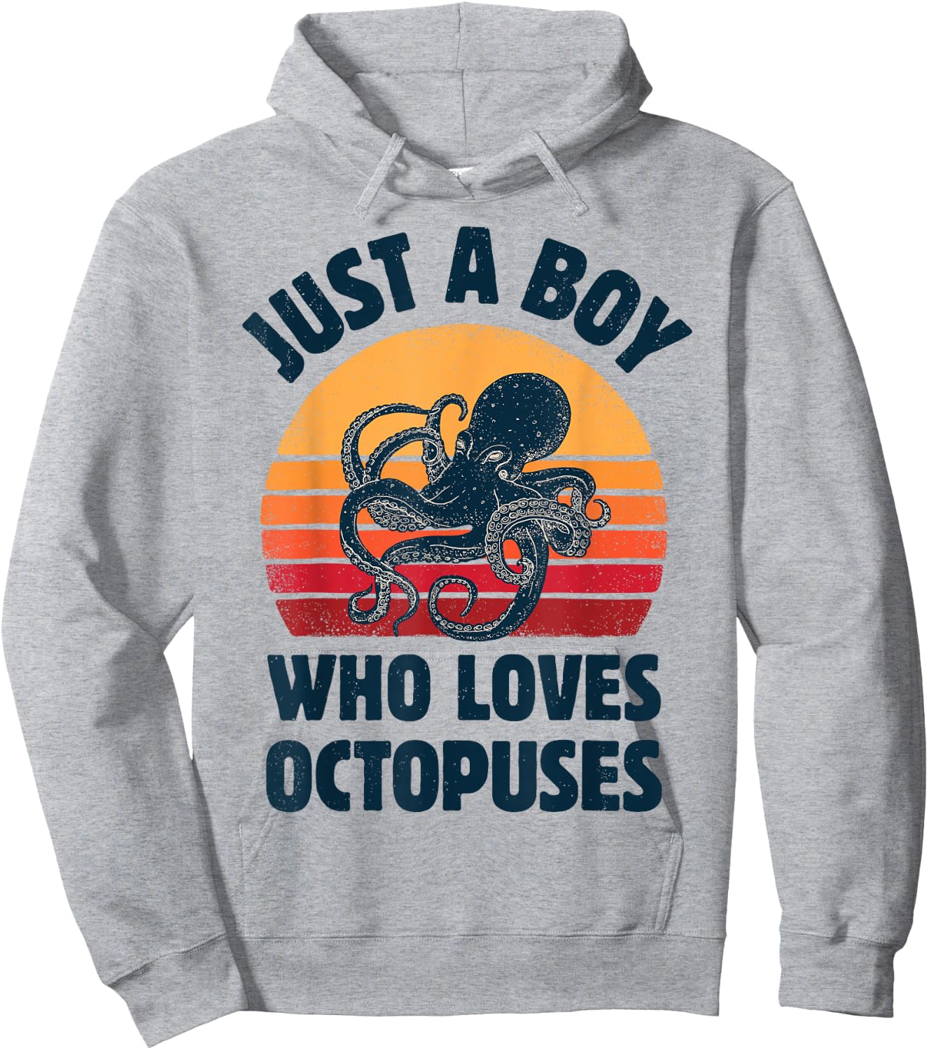 Octopus Just A Boy Who Loves Sea Animals Men Retro Vintage Hoodie - Hoodie | Ash
