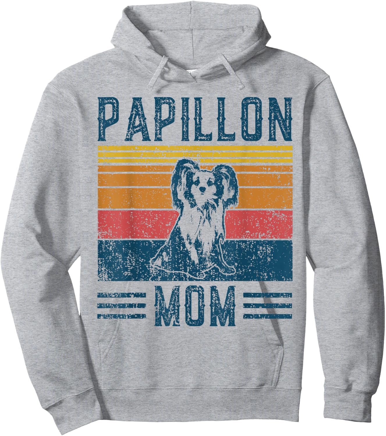 Dog Papillon Mom - Vintage Papillon Mom Hoodie - Hoodie | Ash