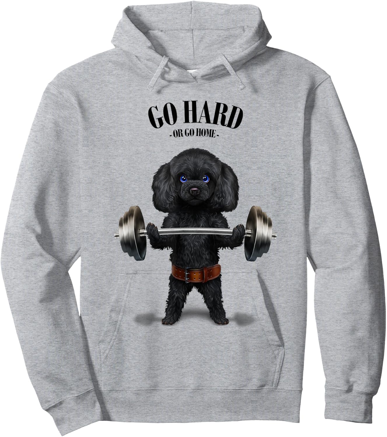 Black Poodle Dog Weightlifting in Fitness Gym Men Women Kids Hoodie - Hoodie | Ash