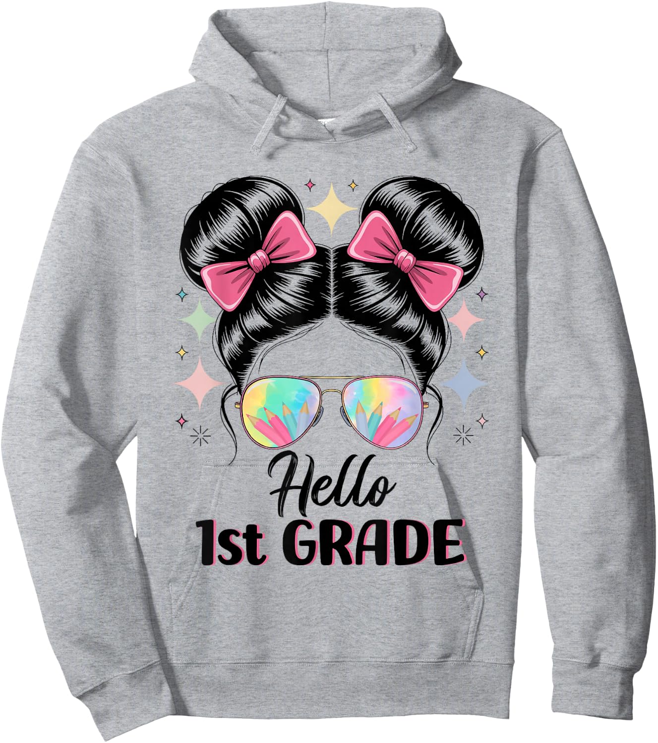 Back To School Coquette Bow Teacher Hello First Grade Girls Hoodie - Hoodie | Ash