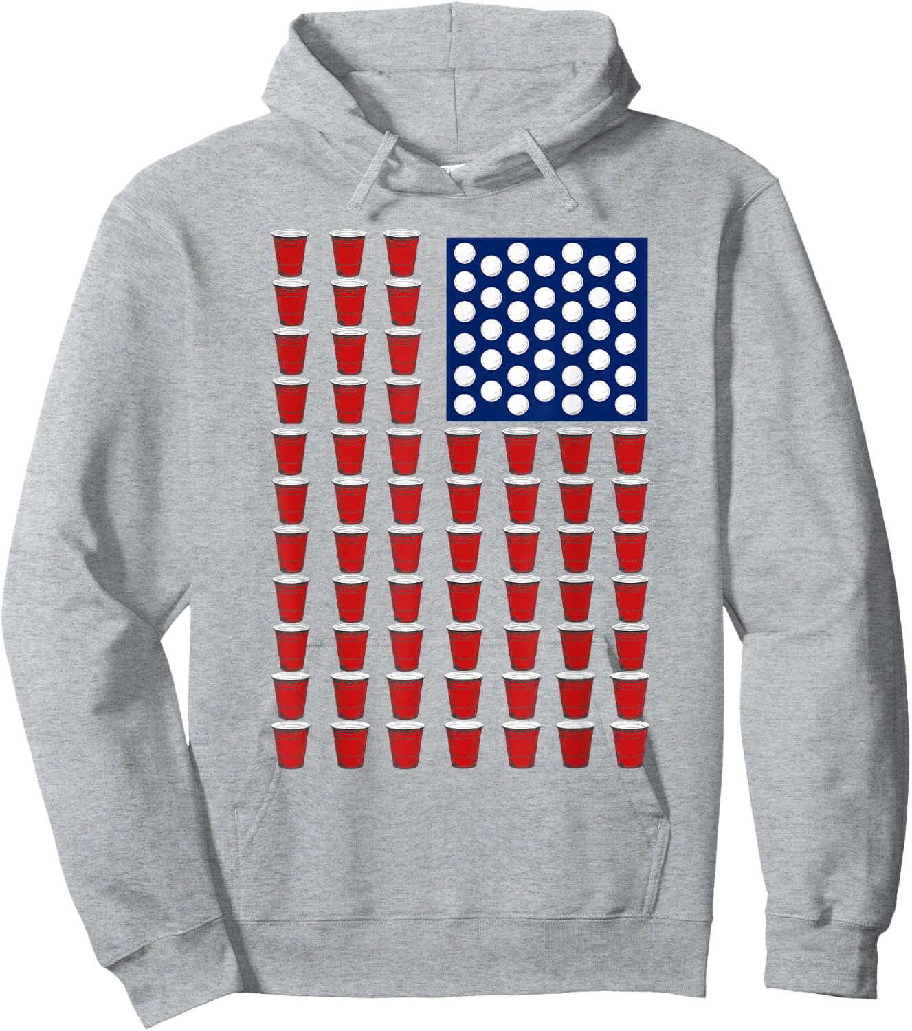 4th of July Trendy Red Solo Cup Beer Pong USA Flag Hoodie - Hoodie | Ash