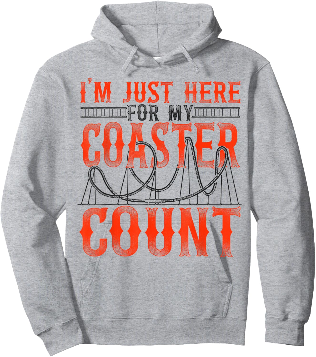 Roller Coaster Vintage I'm Just Here For My Coaster Count Hoodie - Hoodie | Ash