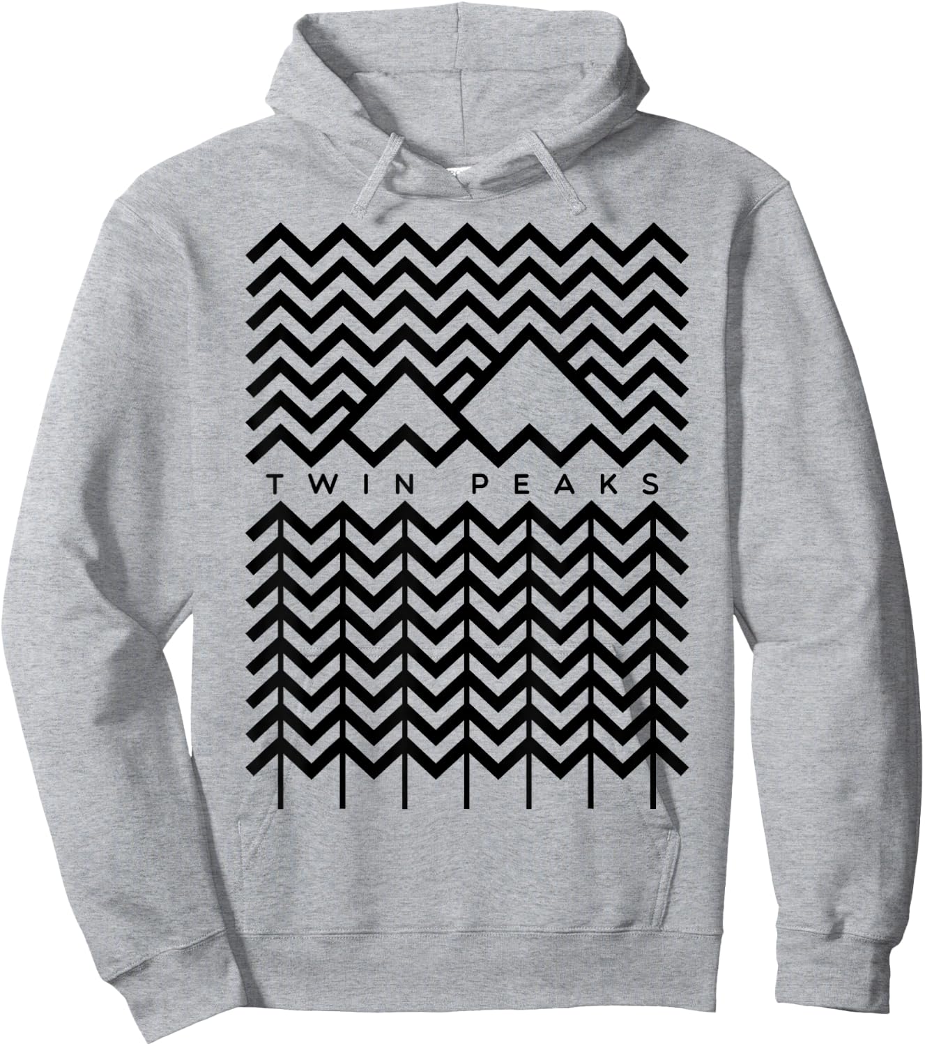 Twin Peaks Mountain and Trees Line Art Grphic Hoodie - Hoodie | Ash