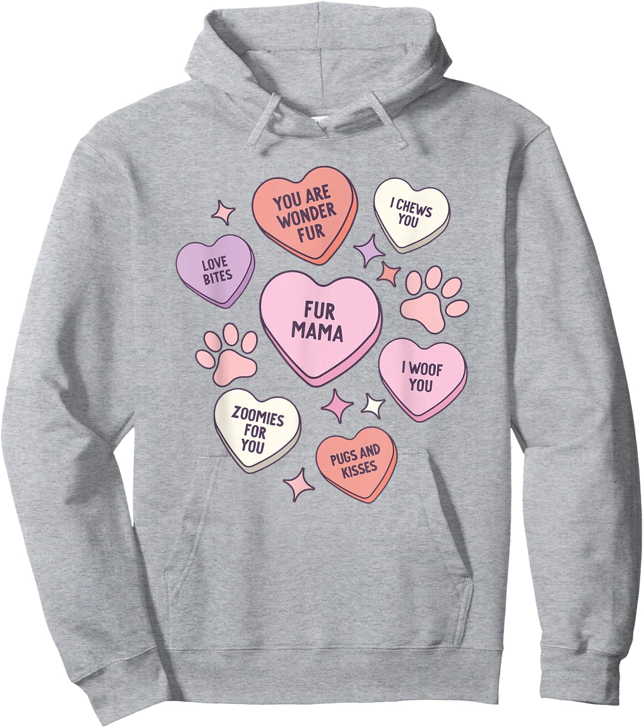 My Dog Is My Valentine Conversation Hearts Galentines Day Hoodie - Hoodie | Ash