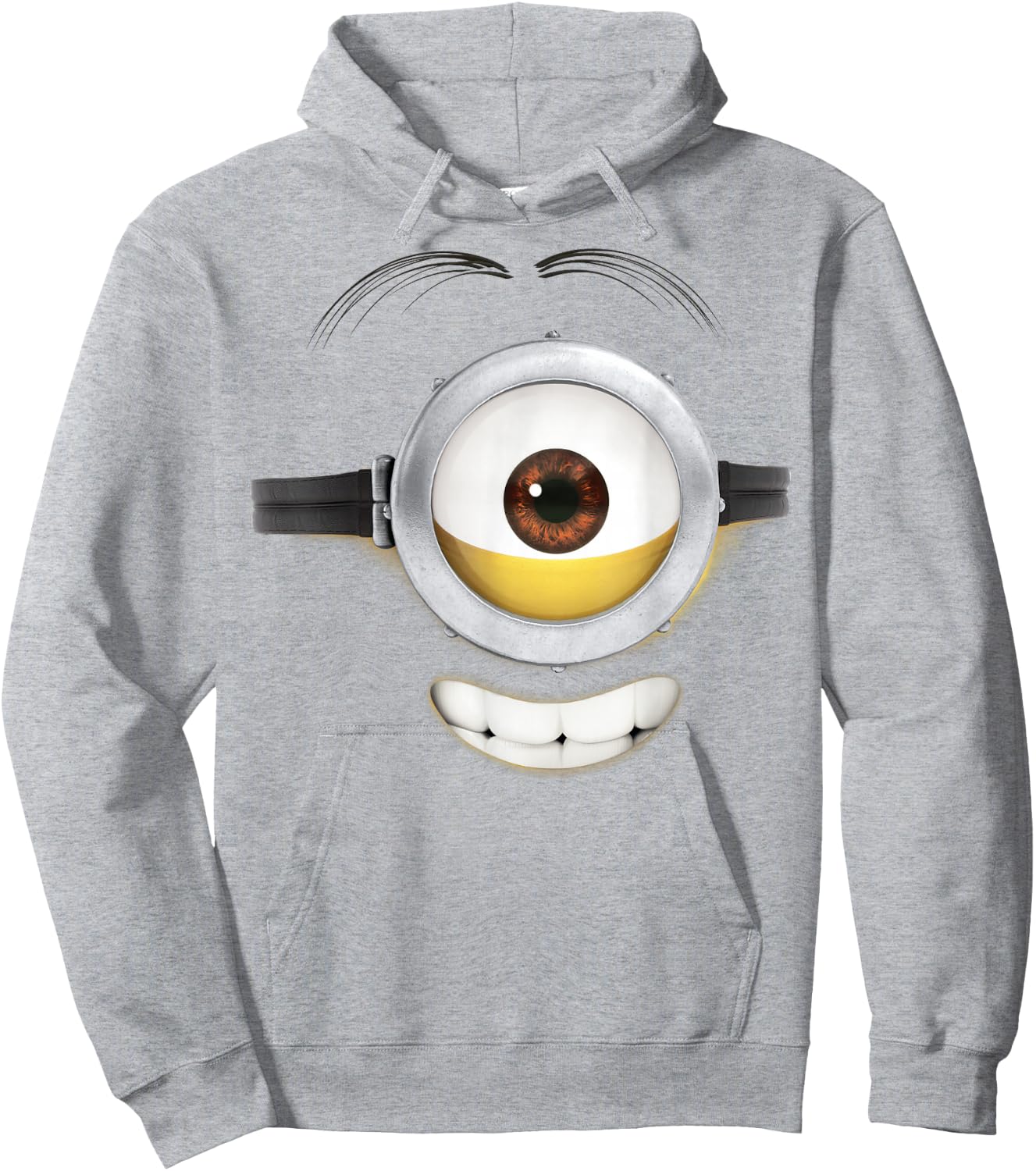 Despicable Me Minions Stuart Teeth Smile Graphic Hoodie - Hoodie | Ash
