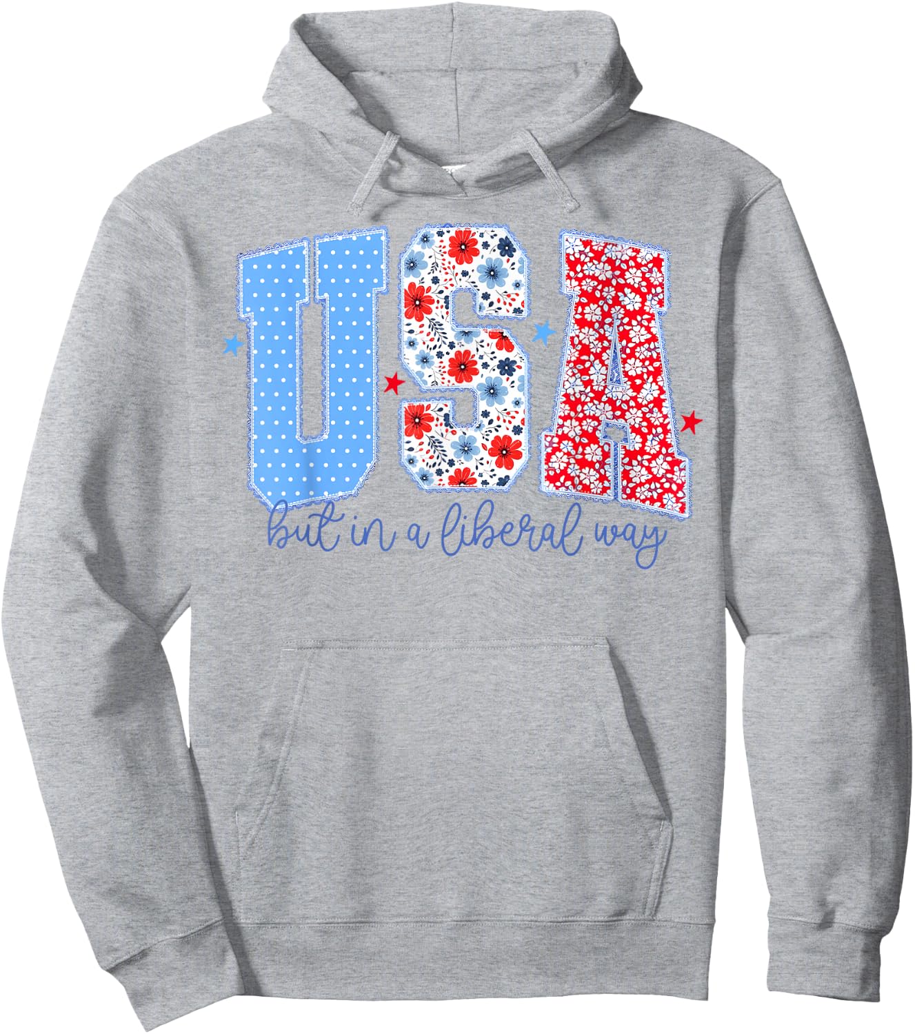USA But in A Liberal Way 4th of July Cute Floral Women Girl Hoodie - Hoodie | Ash