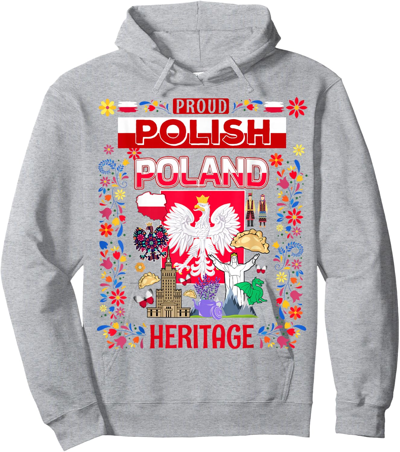 Polska Polish Ideas & Polski Folk Polish Heritage Hoodie - Hoodie | Ash
