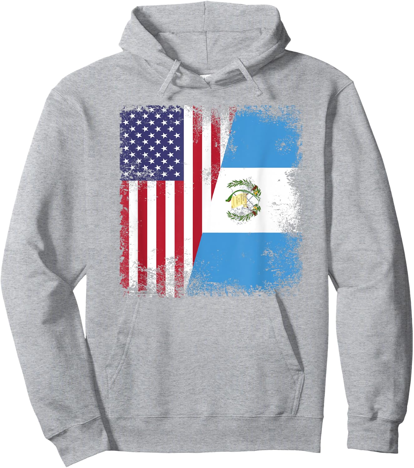 Half Guatemalan Flag | Vintage Guatemala USA Gift Hoodie - Hoodie | Ash