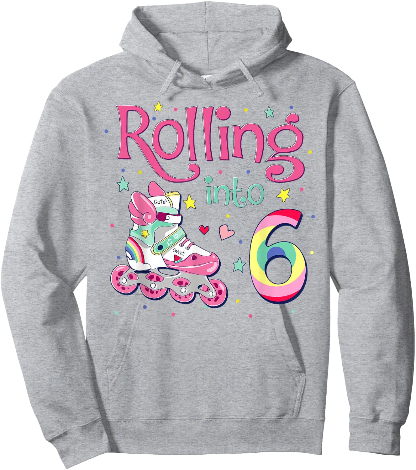 6th Bday Rolling Into 6 Birthday Girl Roller Skate Party Hoodie - Hoodie | Ash