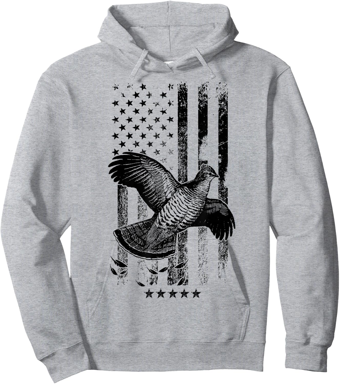 USA American Flag Hunters - Hunting Grouse Bird Hoodie - Hoodie | Ash