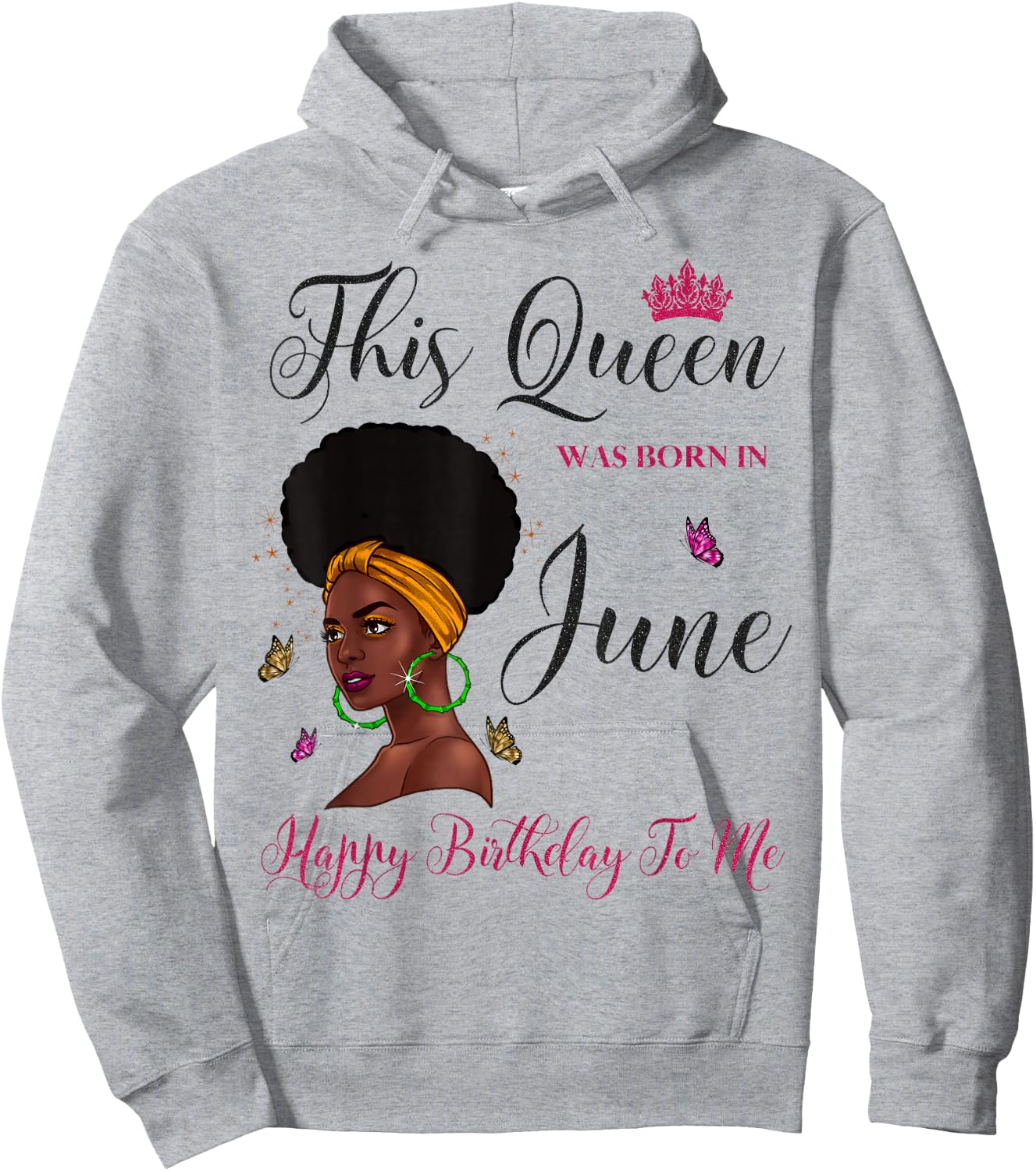This Queen Was Born in June Afro Black Woman Birthday Hoodie - Hoodie | Ash