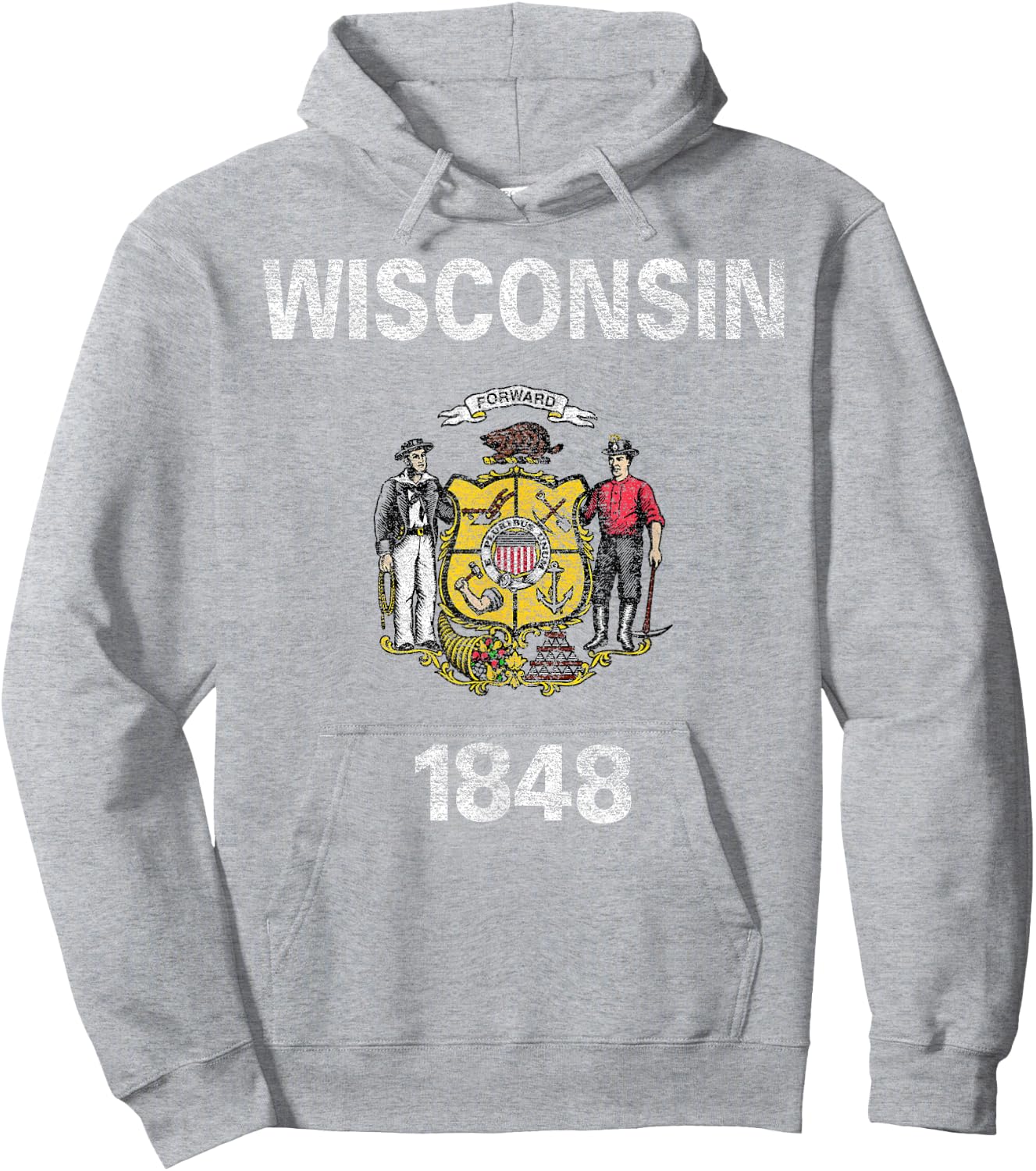 State Flag of Wisconsin Hoodie - Hoodie | Ash