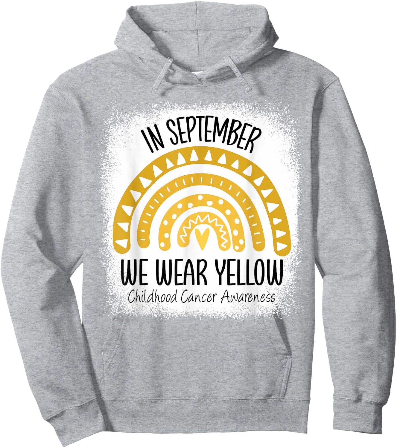 Rainbow September We Wear Yellow Childhood Cancer Awareness Hoodie - Hoodie | Ash