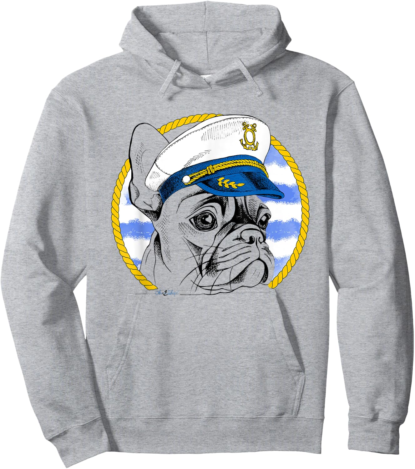 Oh Ship! Nautical French Bulldog Hoodie - Hoodie | Ash