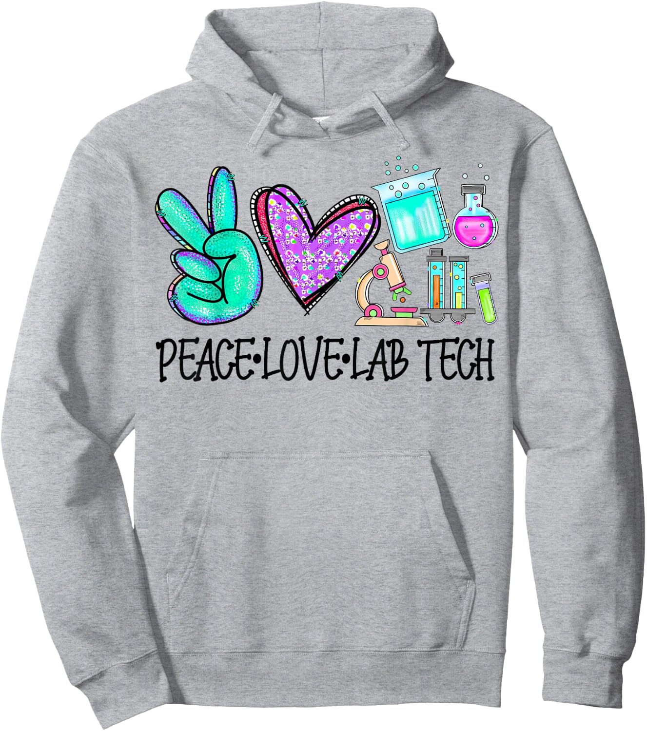 Peace Love Lab Tech Medical Laboratory Professionals Week Hoodie - Hoodie | Ash