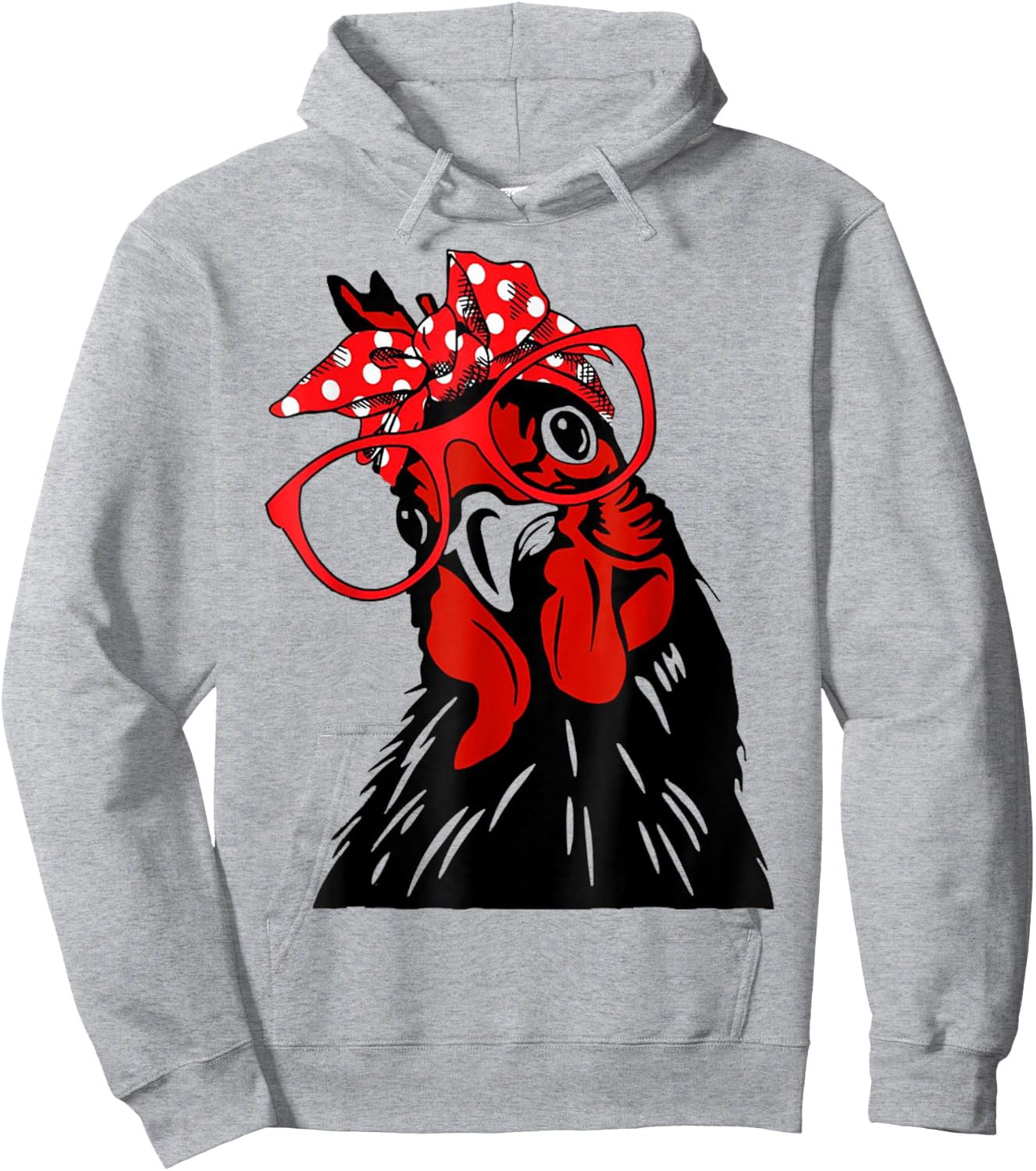 cute Women Girl Chicken With Bandana Headband and Glasses Hoodie - Hoodie | Ash