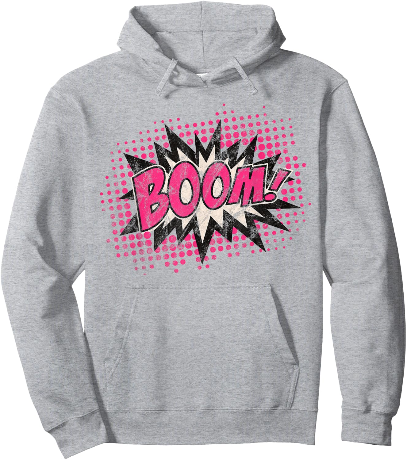 Comic Boom Bang Pow Kaboom Explosion Speech Bubble Vintage Hoodie - Hoodie | Ash