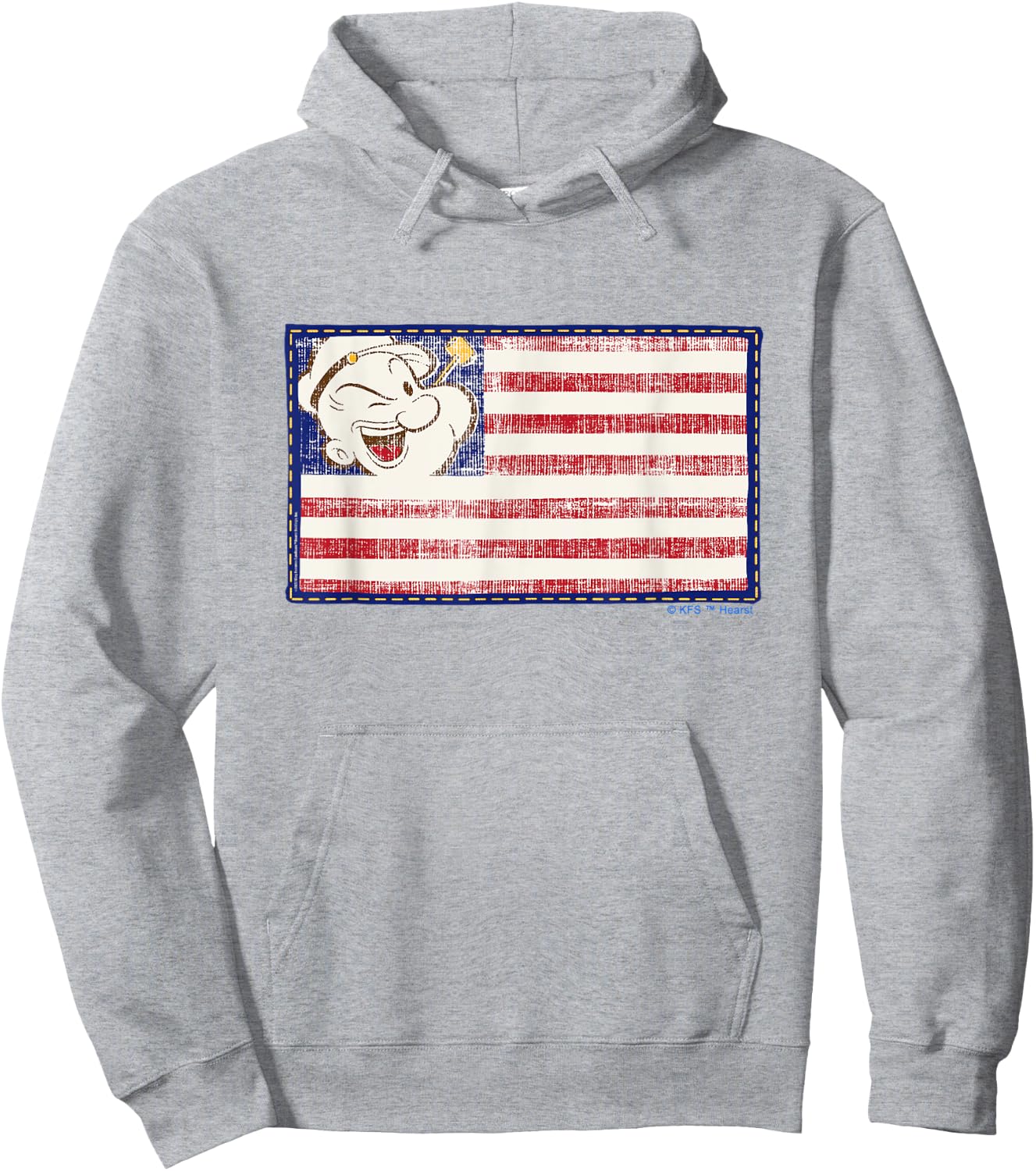 4th of July "Popeye Patriotic Flag" Hoodie - Hoodie | Ash