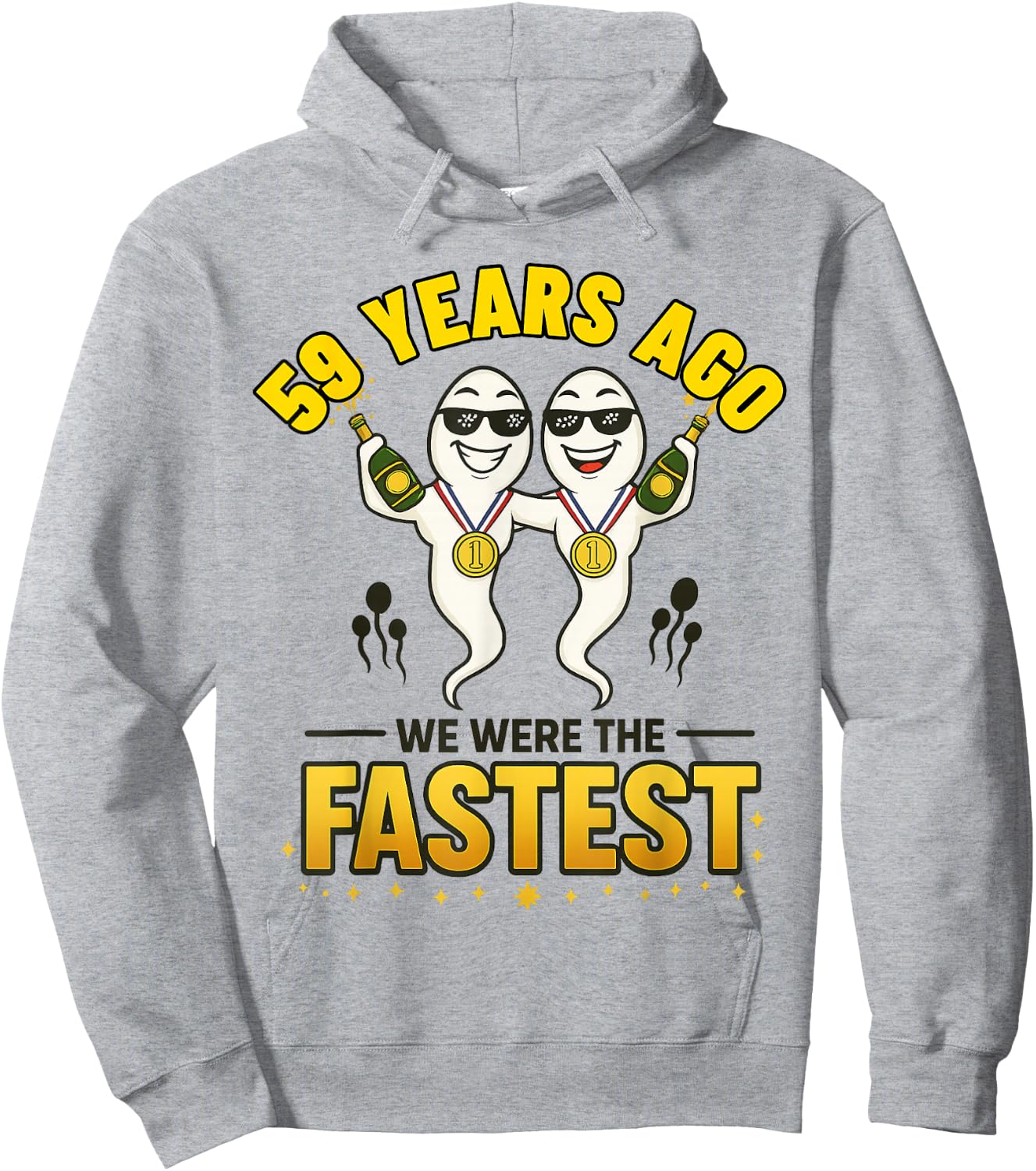 59 Years Ago I was The Fastest Twin Birthday Hoodie - Hoodie | Ash