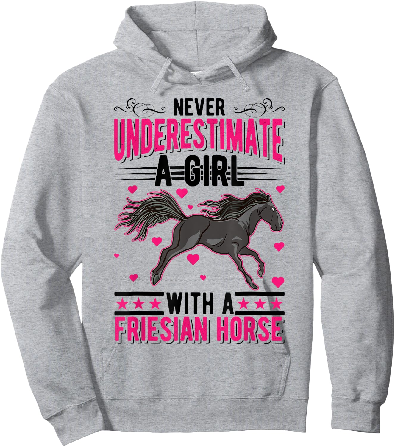 Never underestimate a girl with a Friesian Horse Hoodie - Hoodie | Ash
