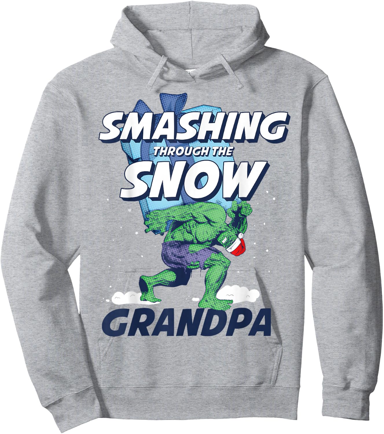 Marvel Hulk Smashing Snow Christmas Grandpa Hoodie - Hoodie | Ash