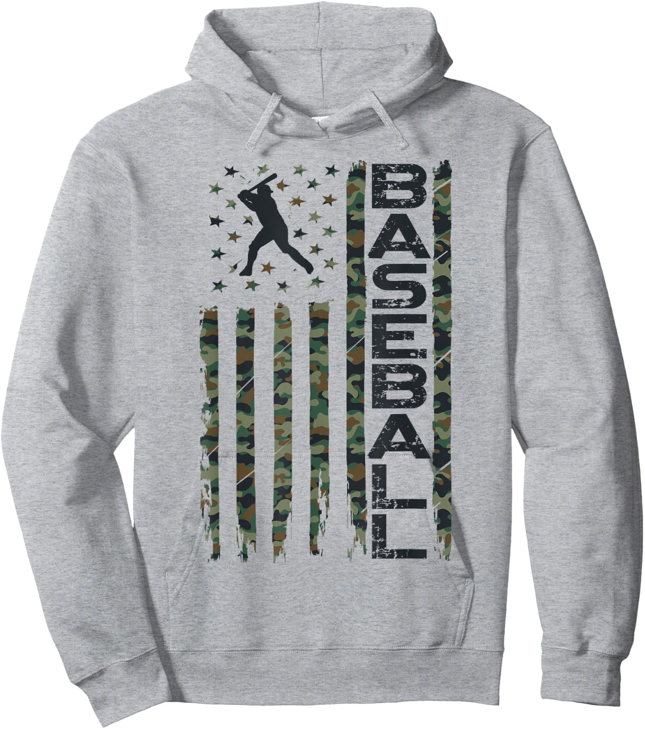 Baseball Fan Usa American Flag Camo Camouflage Batter Hoodie - Hoodie | Ash