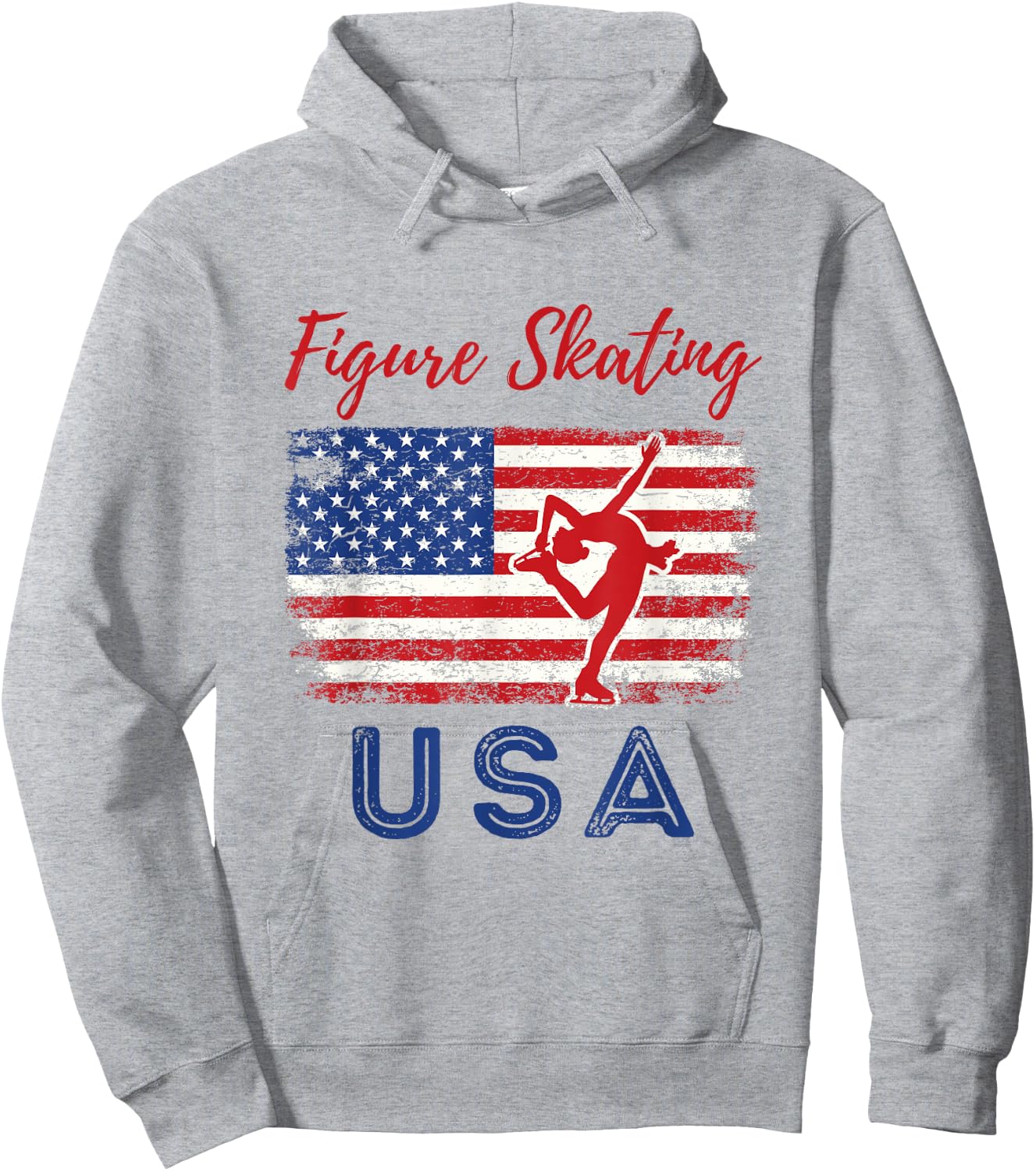 USA American Flag Figure Skating Team Girls Women Hoodie - Hoodie | Ash