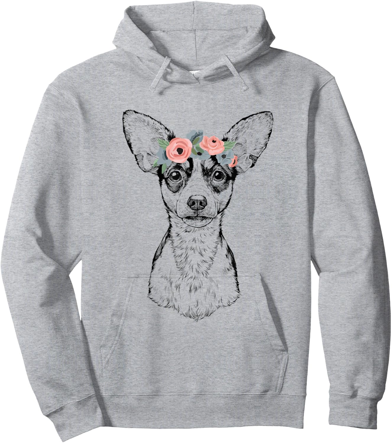 Rat Terrier with Floral Headband Dog Mom Hoodie - Hoodie | Ash