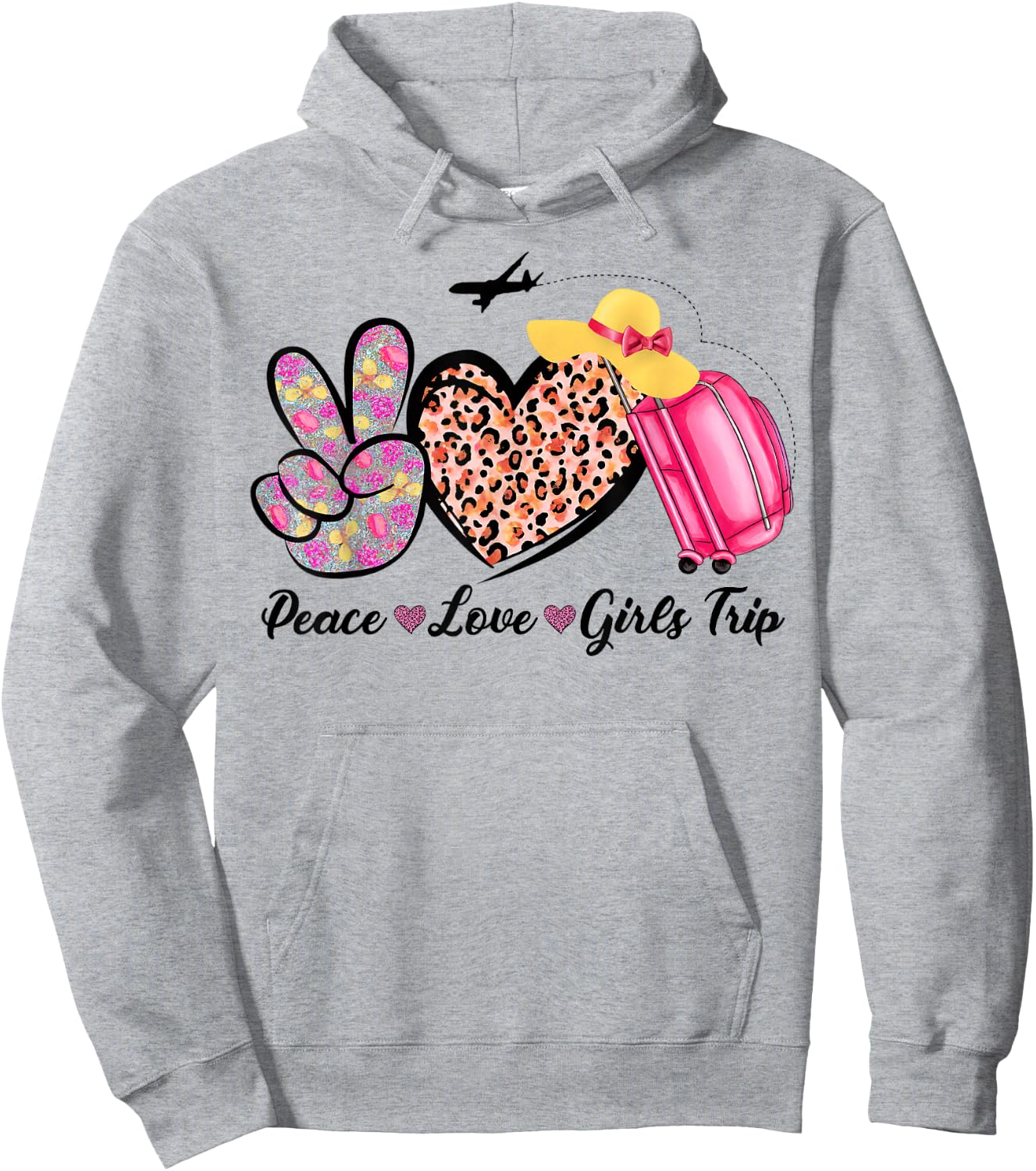 Girls Trip Traveling Lover Vacation Peace Love Girls Trip Hoodie - Hoodie | Ash