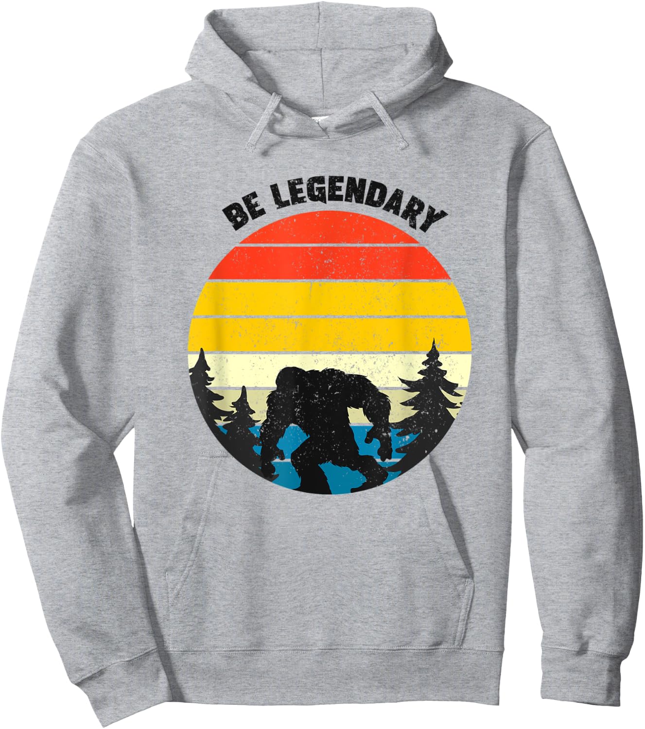 Be legendary, big foot vintage retro style background print Hoodie - Hoodie | Ash