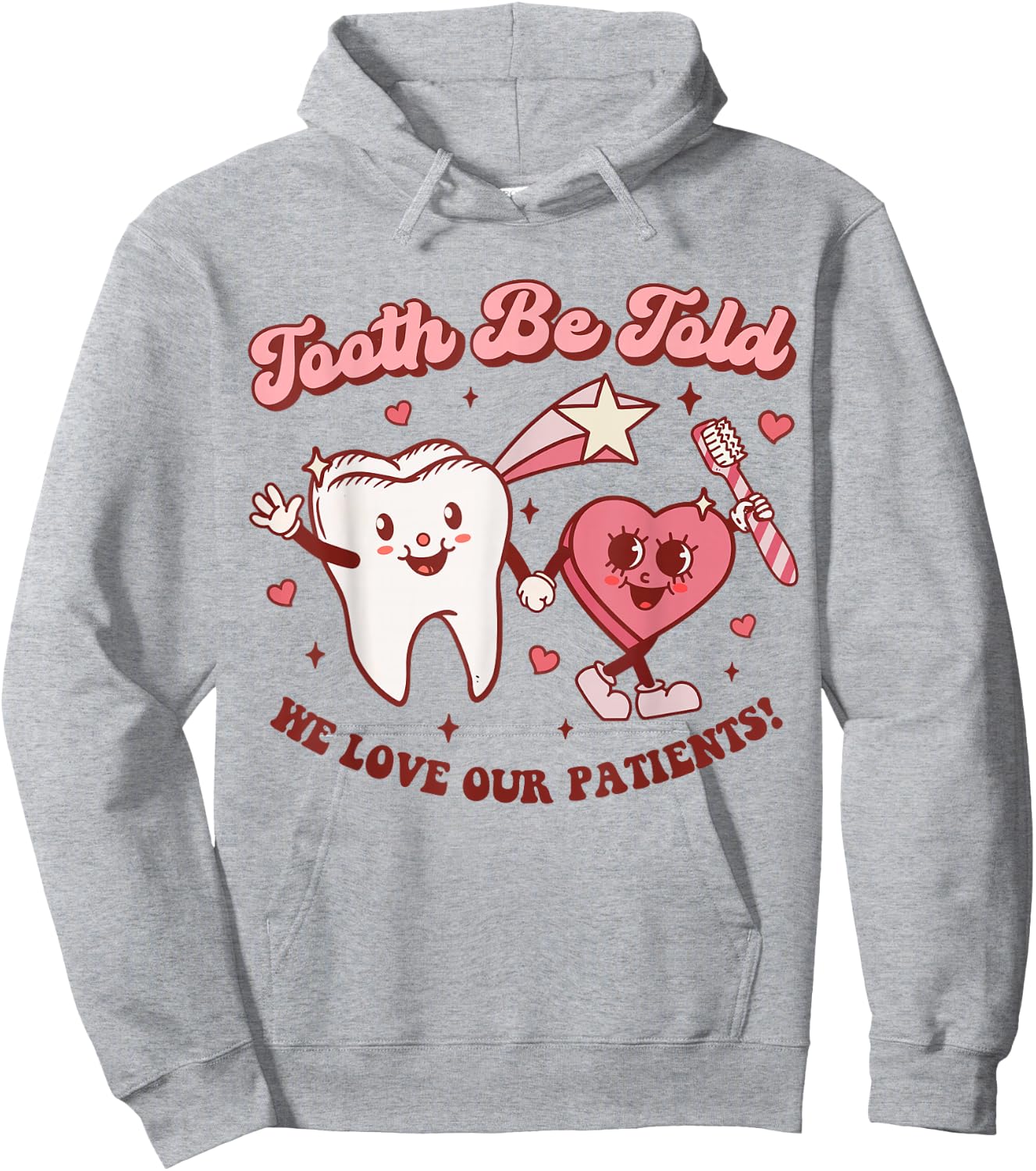 Valentines Day Dental Hygienist Squad Groovy Dentist Tooth Hoodie - Hoodie | Ash
