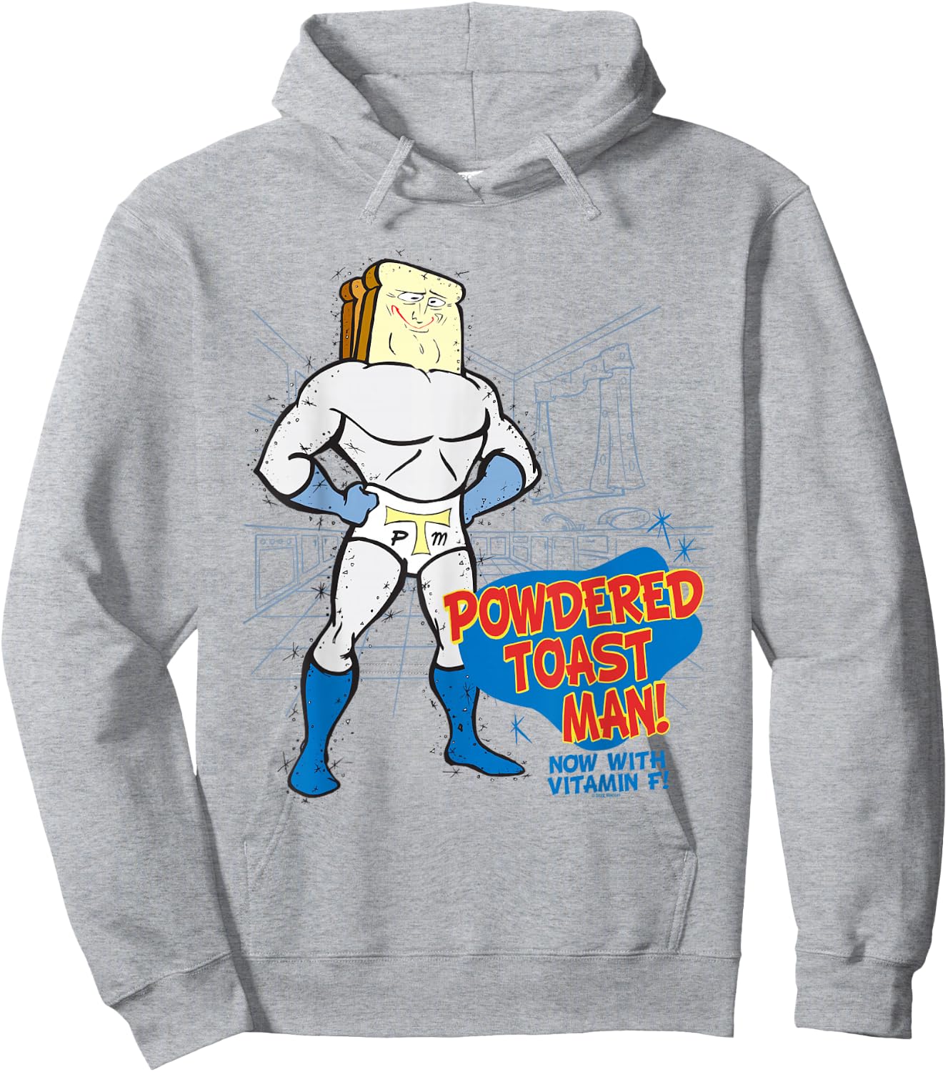 Ren and Stimpy Powdered Toast Man Hoodie - Hoodie | Ash