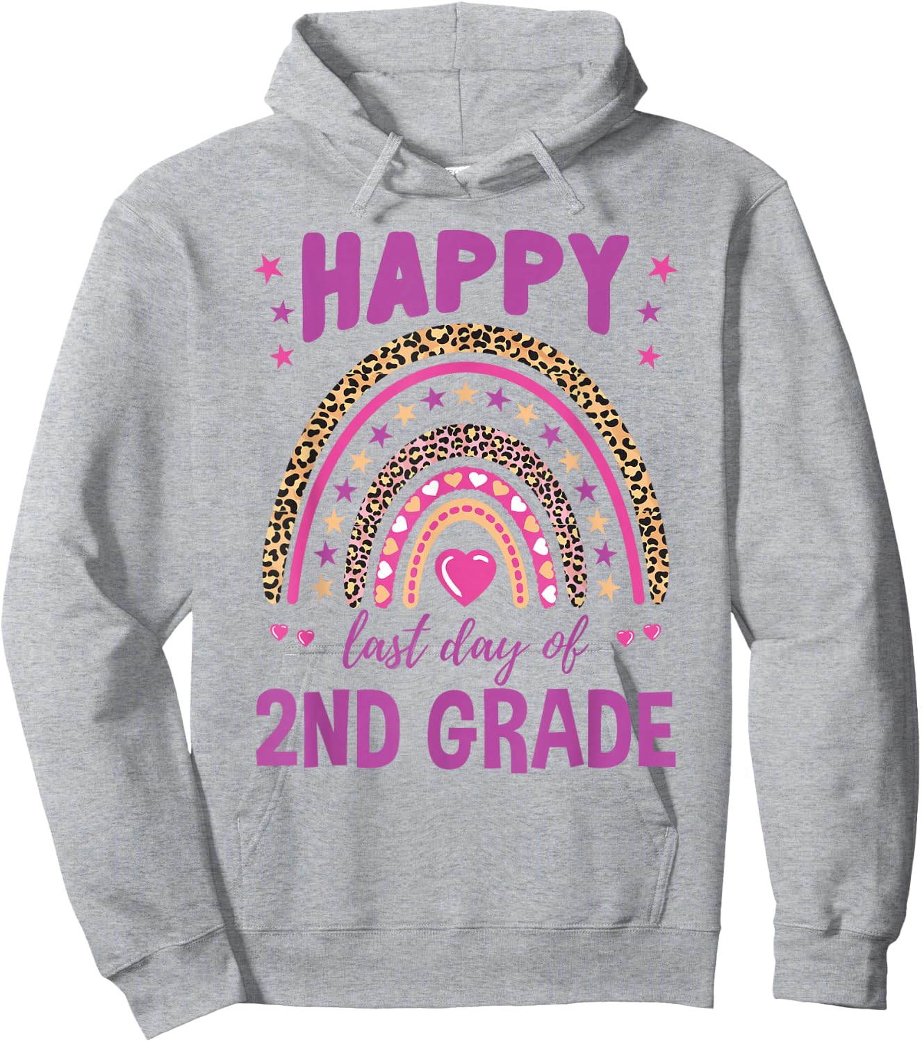 Happy Last Day Of 2nd Grade Leopard Rainbow Hoodie - Hoodie | Ash