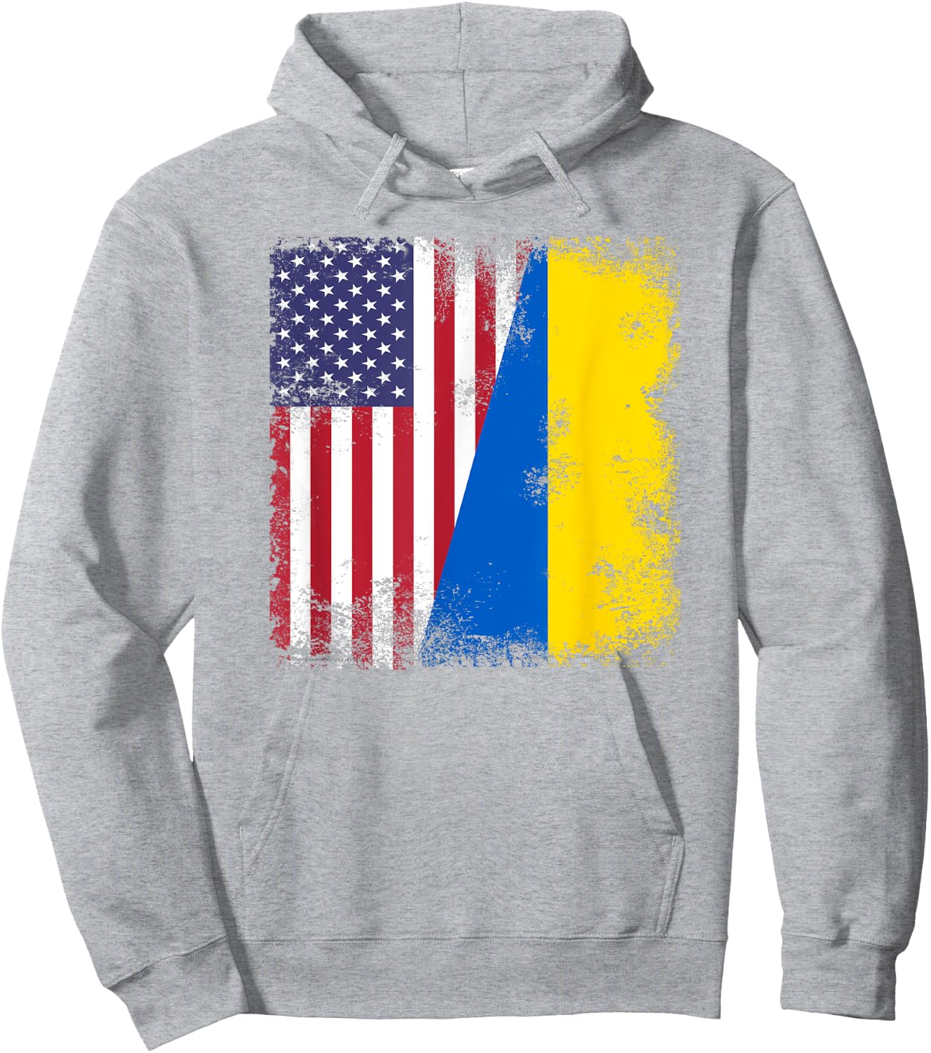 Half Ukrainian Flag | Vintage Ukraine USA Gift Hoodie - Hoodie | Ash