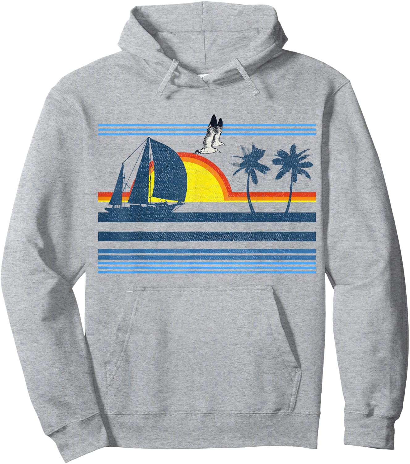 Retro Palm Tree Shirt - Tropical Beach Vintage Style 70s 80s Hoodie - Hoodie | Ash