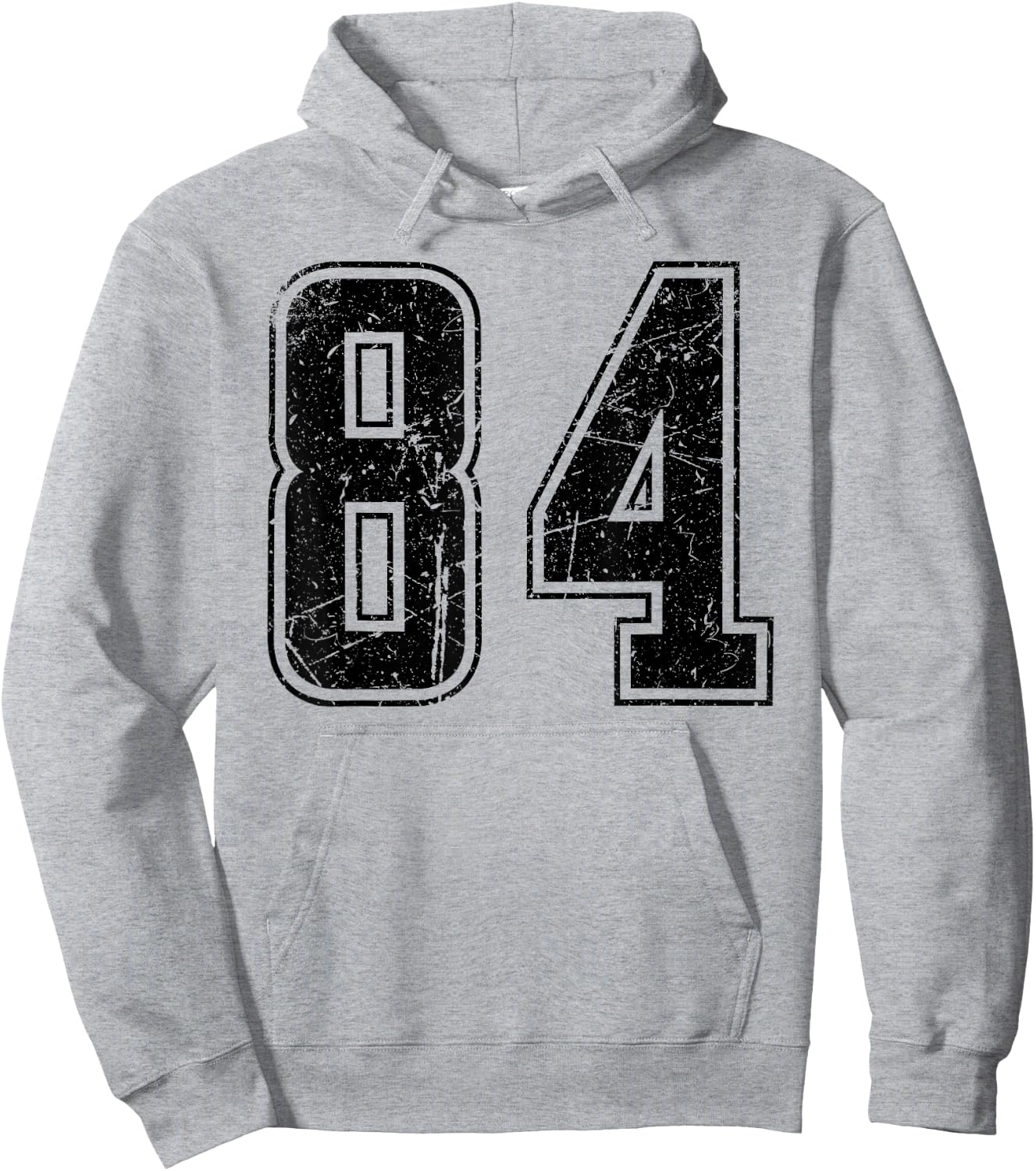 Number 84 Distressed Grunge Vintage Jersey Team Fan Hoodie - Hoodie | Ash