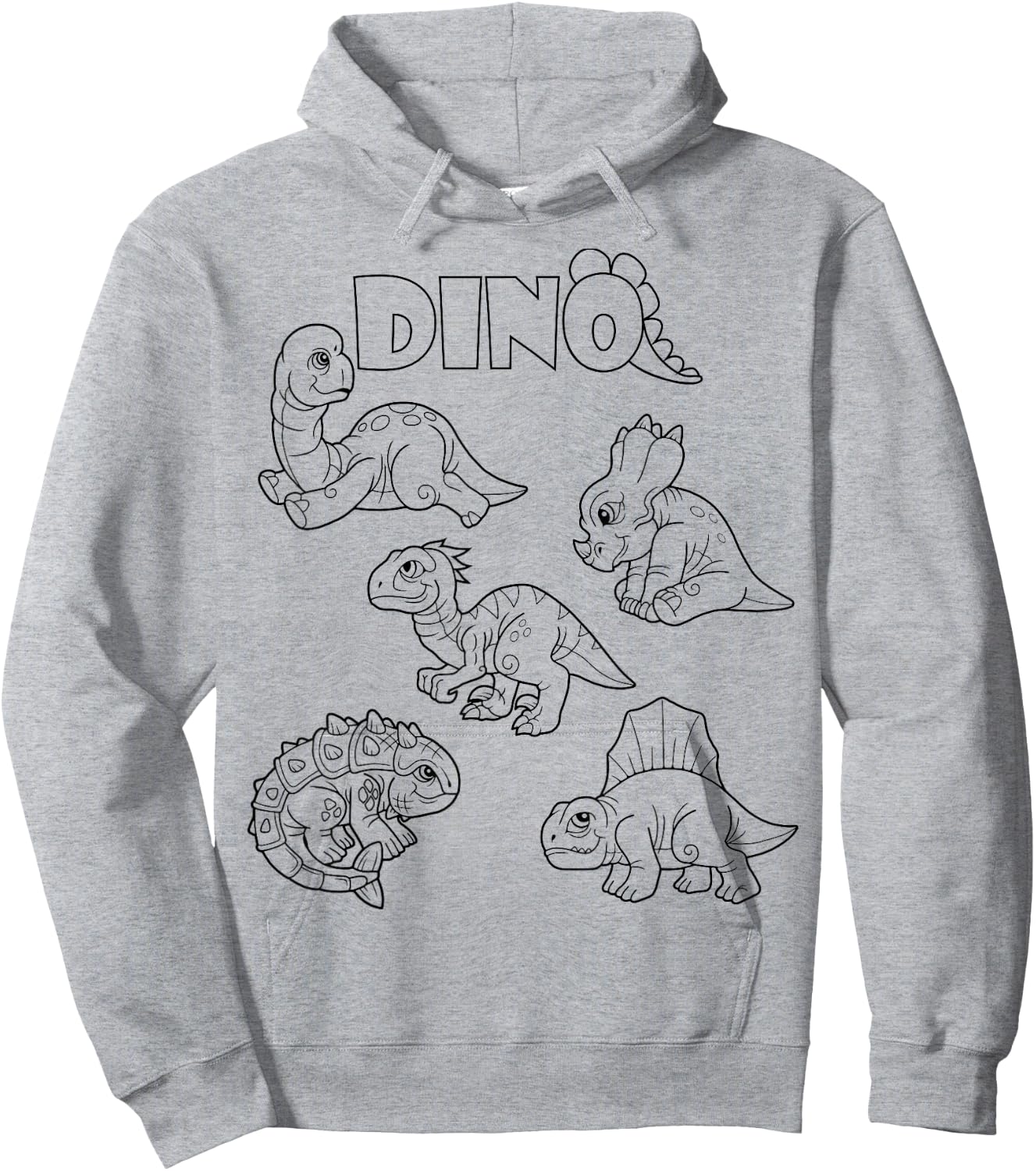 Cute dino dinosaur to paint and color in for children Hoodie - Hoodie | Ash