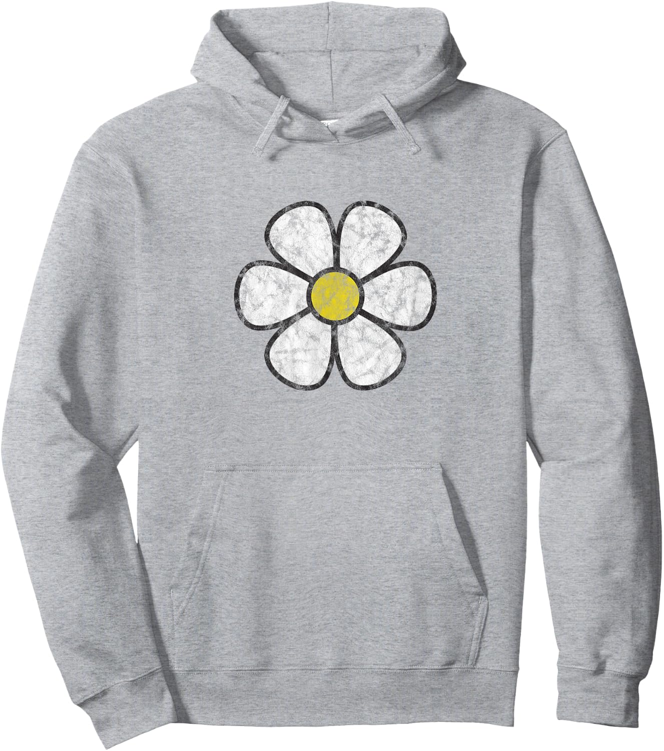 Hippie Daisy Flower Vintage Graphic Effect Hoodie - Hoodie | Ash