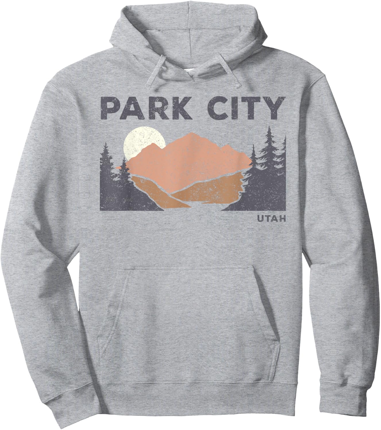 Vintage Retro Park City Utah Faded Mountain Forest Hiking Hoodie - Hoodie | Ash