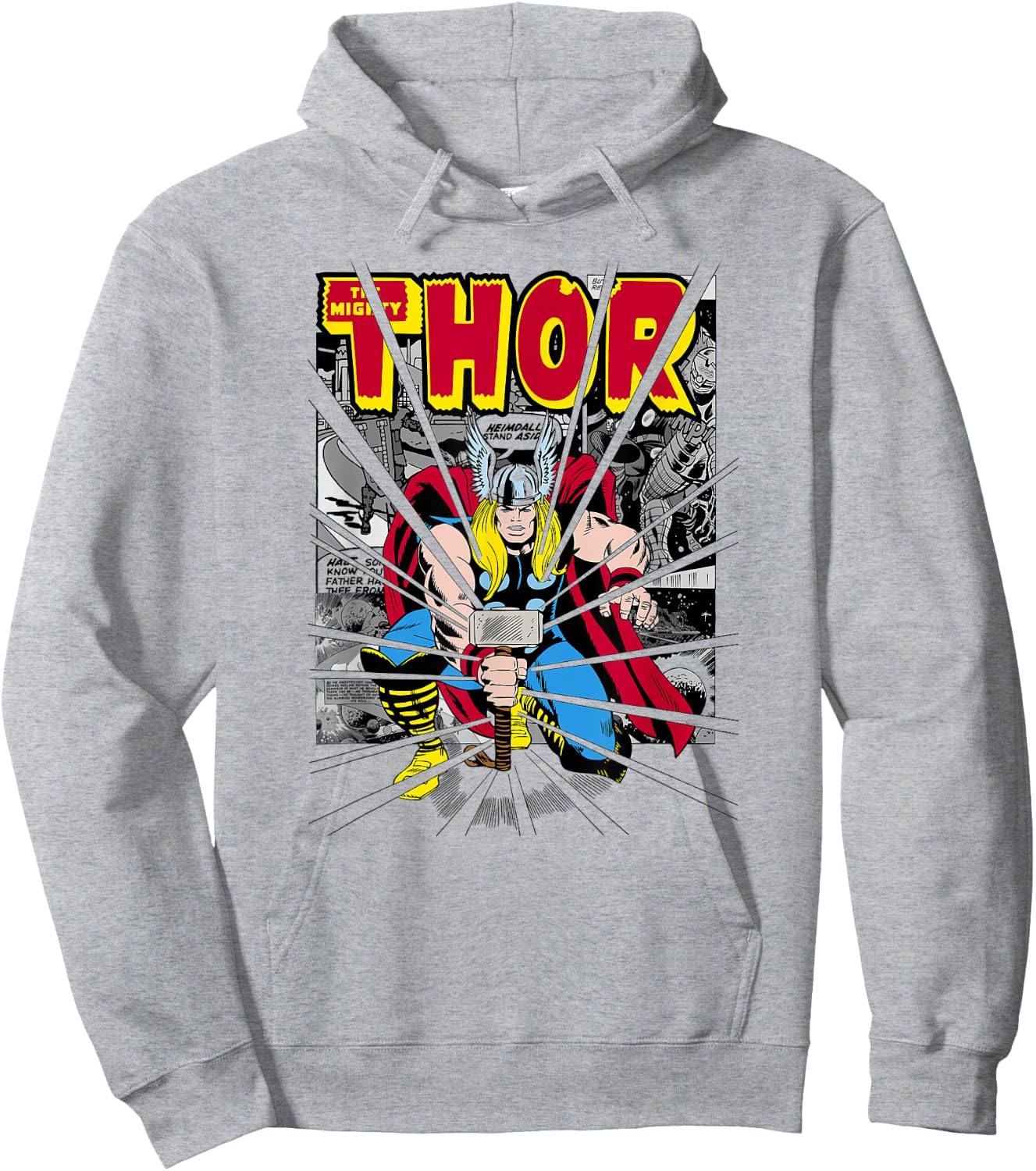 Marvel Mighty Thor Retro Comic Hammer Blast Kids Hoodie - Hoodie | Ash