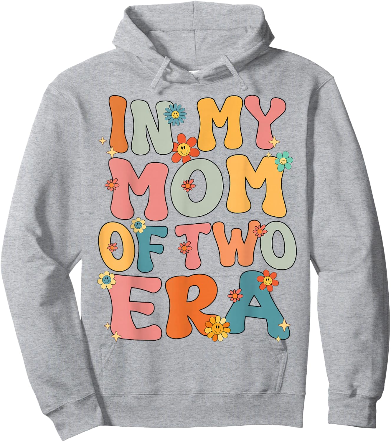 Mom Of 2 Two Kids Groovy In My Mom Of Two 2 Era Mothers Day Hoodie - Hoodie | Ash
