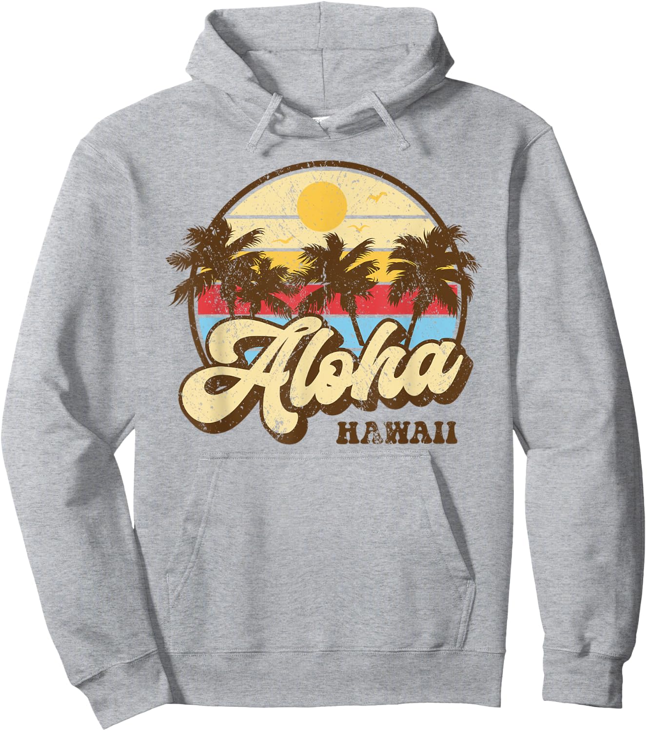 Aloha Hawaii Hawaiian Island Palm Surfboard Beach Surf retro Hoodie - Hoodie | Ash