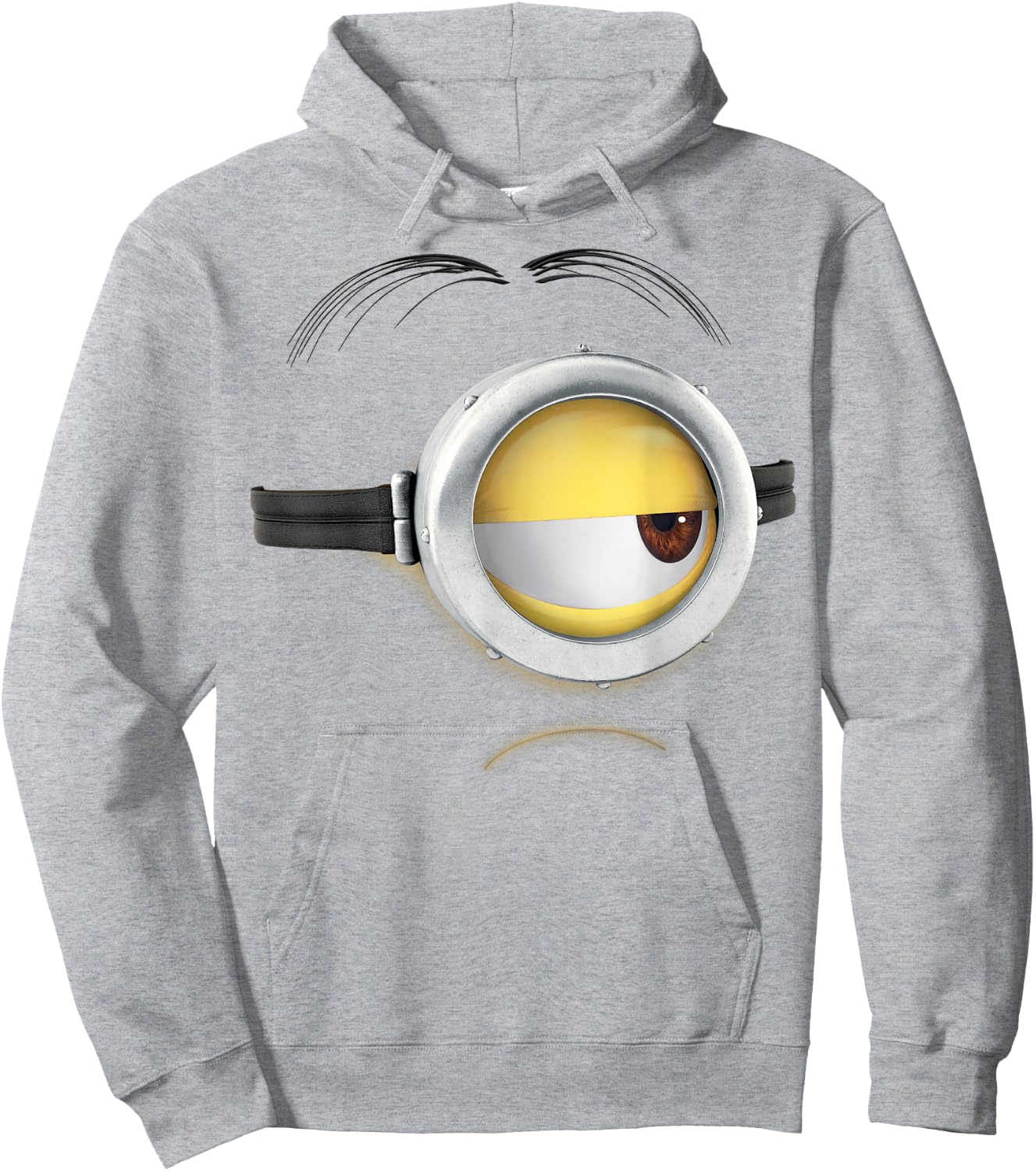 Despicable Me Minions Stuart Frown Face Graphic Hoodie - Hoodie | Ash