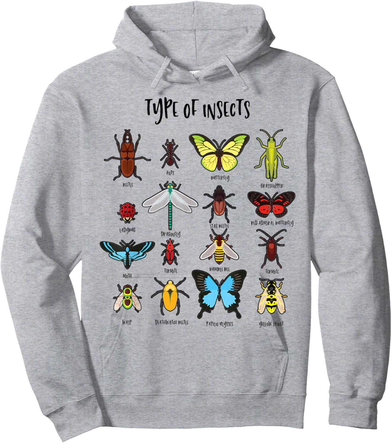 Types of Insects Study of Biology Science Bug Identification Hoodie - Hoodie | Ash