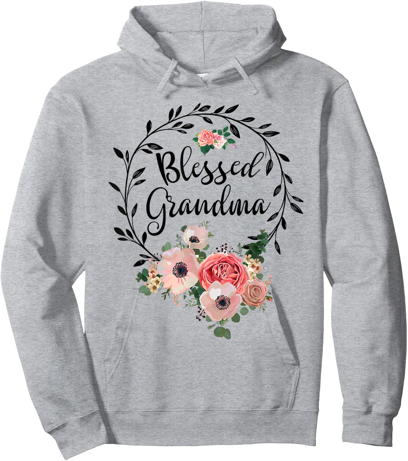 Blessed Grandma Shirt Flower Decor Grandma Hoodie - Hoodie | Ash