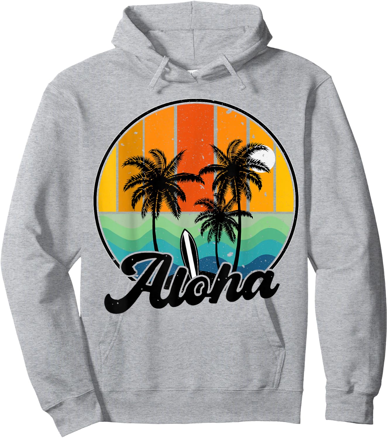 Aloha Hawaiian Palm Tree Beach Surf Kids Men Women Hoodie - Hoodie | Ash